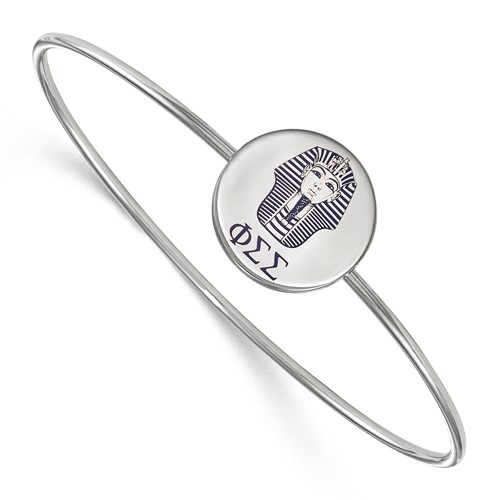 Sterling Silver Rh-plated LogoArt Phi Sigma Sigma Enameled Slip-on Bangle