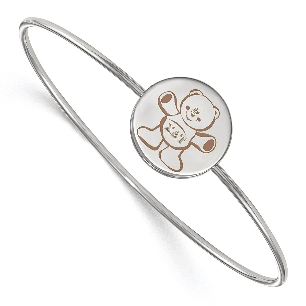 Sterling Silver Rh-plated LogoArt Sigma Delta Tau Enameled Slip-on Bangle