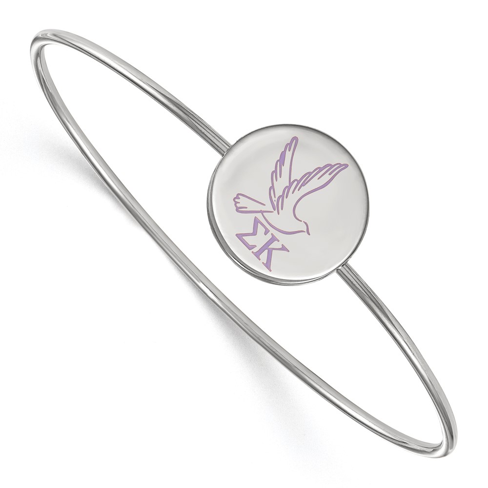 Sterling Silver Rh-plated LogoArt Sigma Kappa Enameled Slip-on Bangle