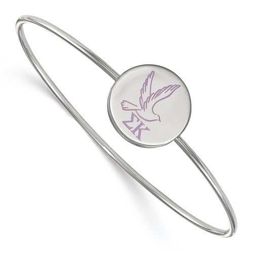 Sterling Silver Rh-plated LogoArt Sigma Kappa Enameled Slip-on Bangle