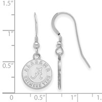 Sterling Silver Rhodium-plated LogoArt University of Alabama Crimson Tide Small Dangle Wire Earrings view 2