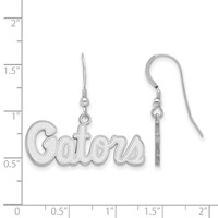 Sterling Silver Rhodium-plated LogoArt University of Florida Gators Script Small Dangle Wire Earrings view 2