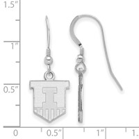 Sterling Silver Rhodium-plated LogoArt University of Illinois Victory Badge Small Dangle Wire Earrings view 2
