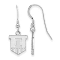 Sterling Silver Rhodium-plated LogoArt University of Illinois Victory Badge Small Dangle Wire Earrings view 1