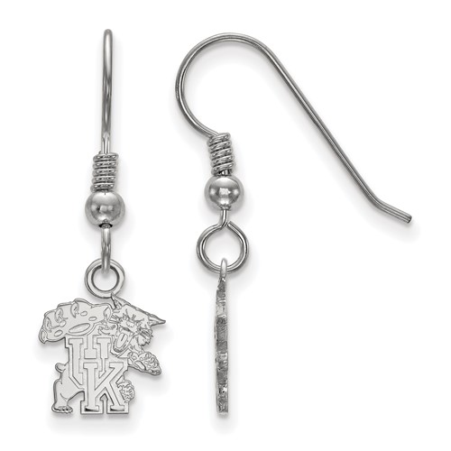 Sterling Silver Rhodium-plated LogoArt University of Kentucky U-k Wildcat Extra Small Dangle Wire Earrings
