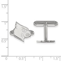 Sterling Silver Rhodium-plated LogoArt University of Louisville Cardinal Cuff Links view 2