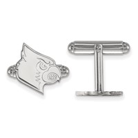 Sterling Silver Rhodium-plated LogoArt University of Louisville Cardinal Cuff Links view 1