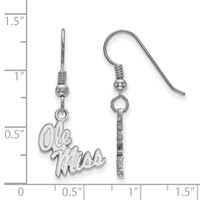 Sterling Silver Rhodium-plated LogoArt University of Mississippi Ole Miss Small Dangle Wire Earrings view 2