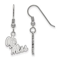Sterling Silver Rhodium-plated LogoArt University of Mississippi Ole Miss Small Dangle Wire Earrings view 1