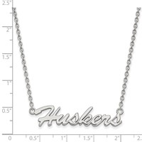 Sterling Silver Rhodium-plated LogoArt University of Nebraska Huskers Script Medium Pendant Necklace, 18" view 2