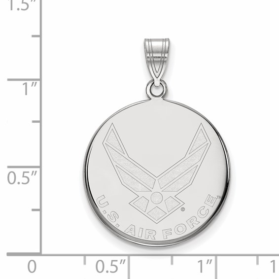 Sterling Silver Rhodium-plated LogoArt U.S. Air Force Large Disc Pendant