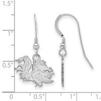 Sterling Silver Rhodium-plated LogoArt University of South Carolina Gamecock Small Dangle Wire Earrings view 2