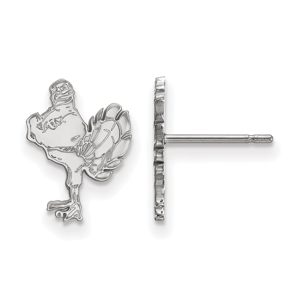 Sterling Silver Rhodium-plated LogoArt Virginia Tech HokieBird Small Post Earrings