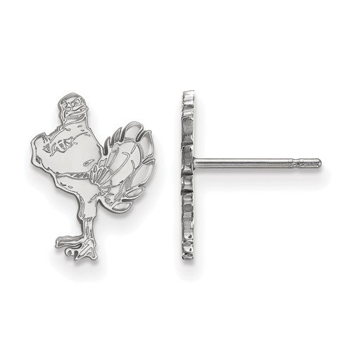 Sterling Silver Rhodium-plated LogoArt Virginia Tech HokieBird Small Post Earrings