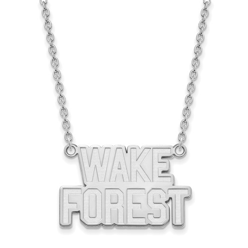 Sterling Silver Rhodium-plated LogoArt Wake Forest University W-f Deacon Large Pendant Necklace, 18"