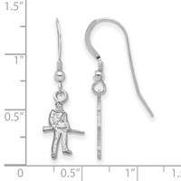 Sterling Silver Rhodium-plated LogoArt West Virginia University Mountaineer Small Dangle Wire Earrings view 2