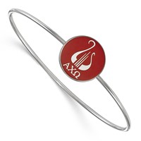 Sterling Silver Rh-plated LogoArt Alpha Chi Omega Enameled Slip-on Bangle view 1