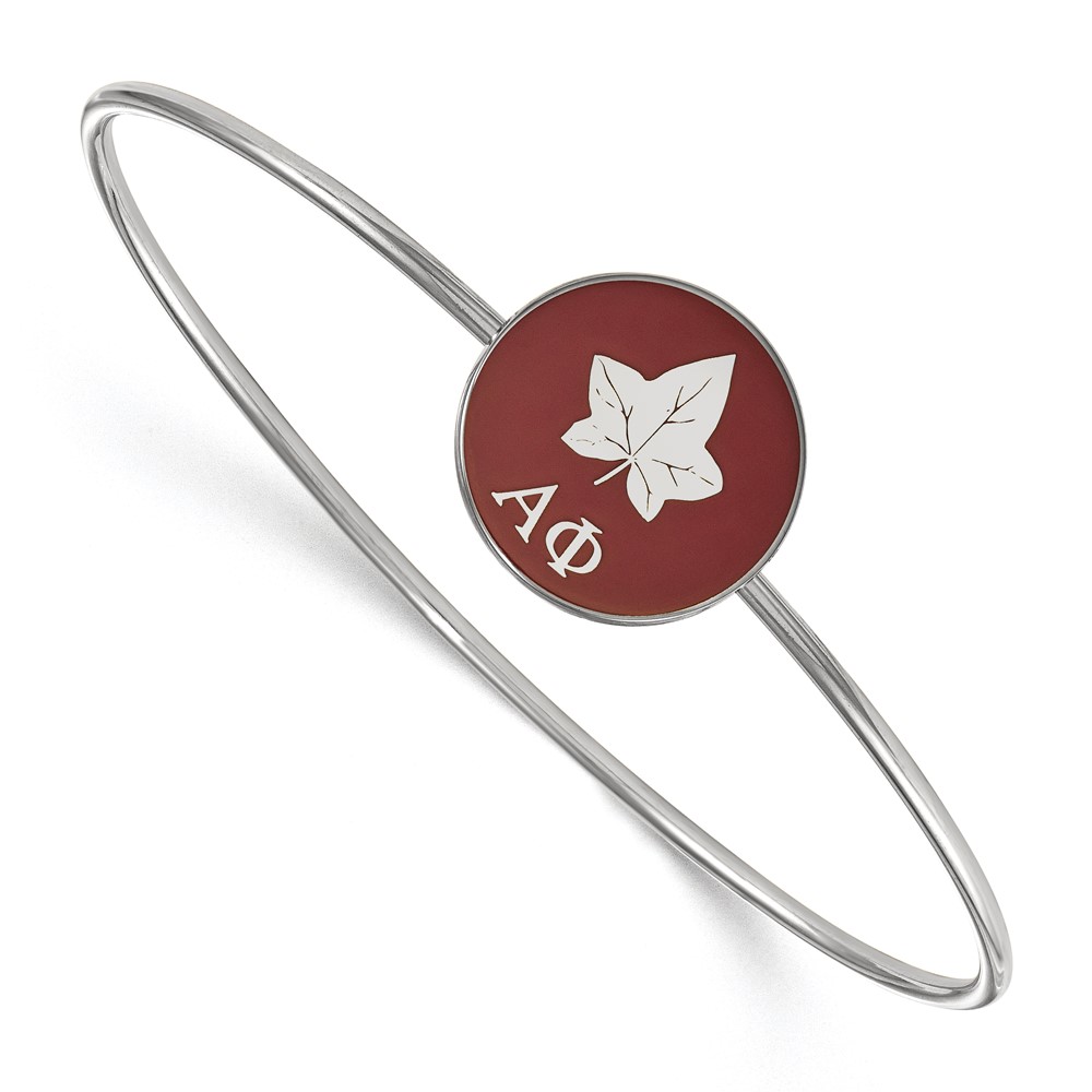 Sterling Silver Rh-plated LogoArt Alpha Phi Enameled Slip-on Bangle