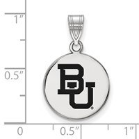 Sterling Silver Rhodium-plated LogoArt Baylor University Bears Medium Enameled Disc Pendant view 2