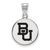Sterling Silver Rhodium-plated LogoArt Baylor University Bears Medium Enameled Disc Pendant view 1