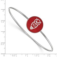 Sterling Silver Rh-plated LogoArt Chi Omega Enameled Slip-on Bangle view 3