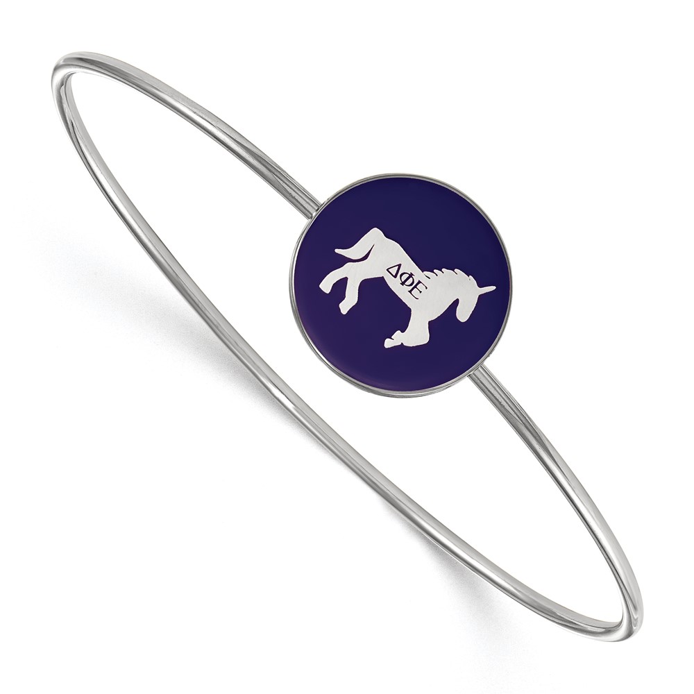 Sterling S. Rh-plated LogoArt Delta Phi Epsilon Enameled Slip-on Bangle