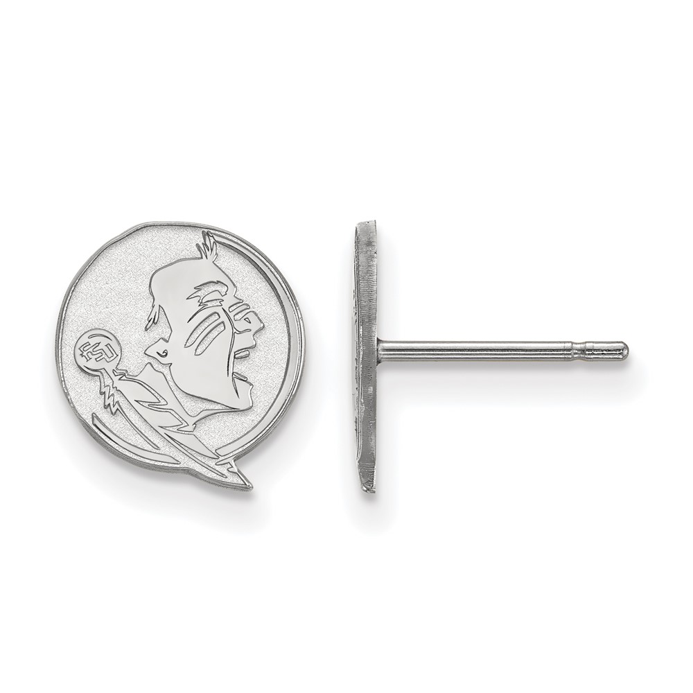 Sterling Silver Rhodium-plated LogoArt Florida State University Seminole Extra Small Post Earrings