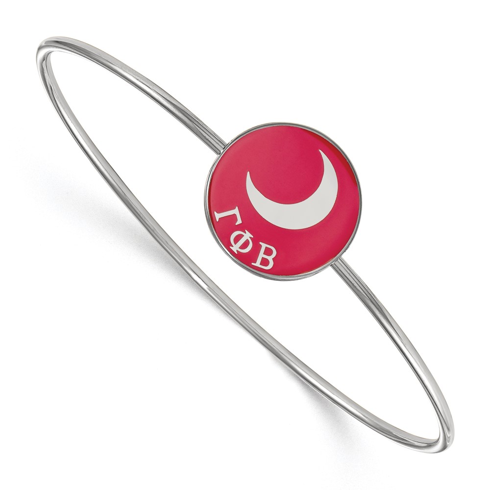 Sterling Silver Rh-plated LogoArt Gamma Phi Beta Enameled Slip-on Bangle