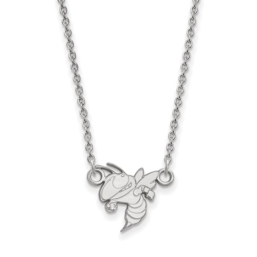 Sterling Silver Rhodium-plated LogoArt Georgia Institute of Technology Yellow Jacket Small Pendant Necklace, 18"