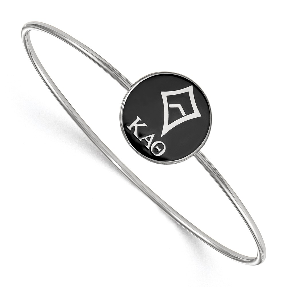 Sterling S. Rh-plated LogoArt Kappa Alpha Theta Enameled Slip-on Bangle