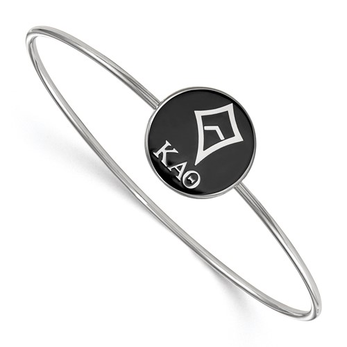 Sterling S. Rh-plated LogoArt Kappa Alpha Theta Enameled Slip-on Bangle