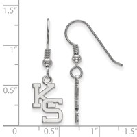 Sterling Silver Rhodium-plated LogoArt Kansas State University K-s Small Dangle Wire Earrings view 2