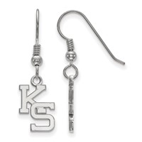 Sterling Silver Rhodium-plated LogoArt Kansas State University K-s Small Dangle Wire Earrings view 1