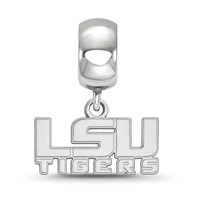 Sterling Silver Rhodium-plated LogoArt Louisiana State University L-s-u Tigers Extra Small Dangle Bead Charm view 2