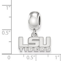 Sterling Silver Rhodium-plated LogoArt Louisiana State University L-s-u Tigers Extra Small Dangle Bead Charm view 3