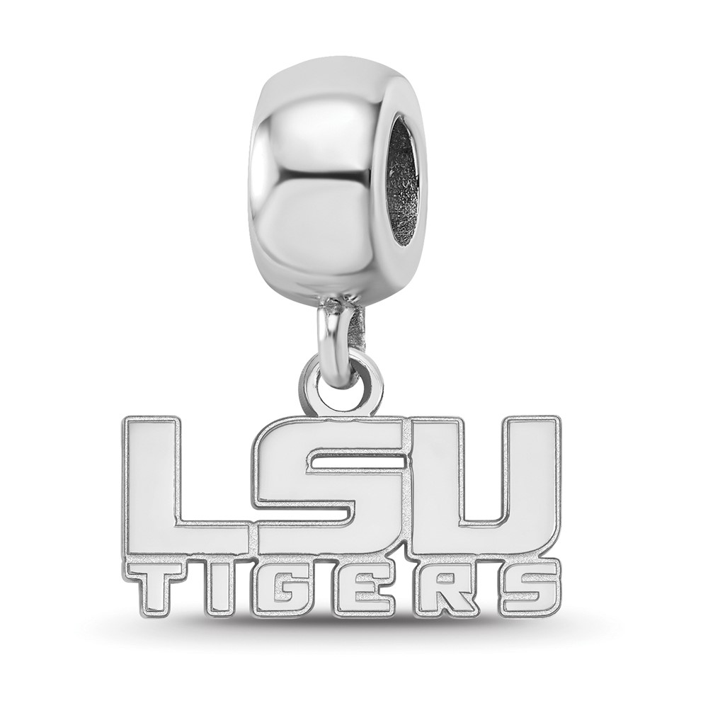 Sterling Silver Rhodium-plated LogoArt Louisiana State University L-s-u Tigers Extra Small Dangle Bead Charm