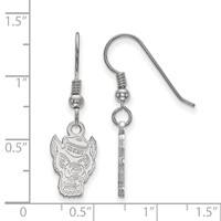 Sterling Silver Rhodium-plated LogoArt North Carolina State University Wolf Small Dangle Wire Earrings view 2