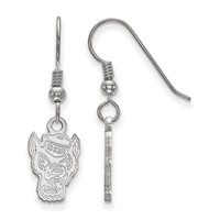 Sterling Silver Rhodium-plated LogoArt North Carolina State University Wolf Small Dangle Wire Earrings view 1