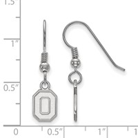 Sterling Silver Rhodium-plated LogoArt the Ohio State University Letter O Extra Small Dangle Wire Earrings view 2