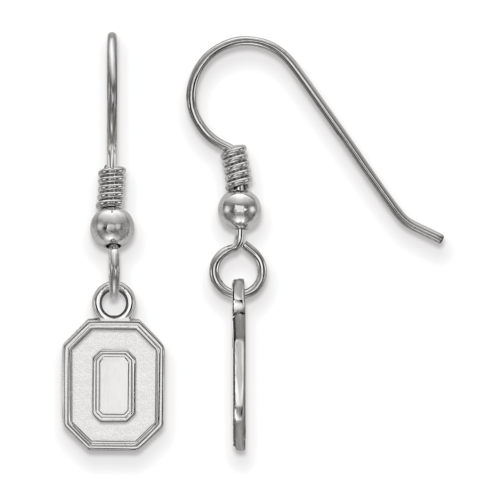 Sterling Silver Rhodium-plated LogoArt the Ohio State University Letter O Extra Small Dangle Wire Earrings