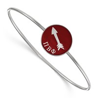 Sterling Silver Rh-plated LogoArt Pi Beta Phi Enameled Slip-on Bangle view 1