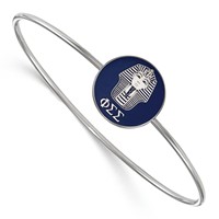 Sterling Silver Rh-plated LogoArt Phi Sigma Sigma Enameled Slip-on Bangle view 1