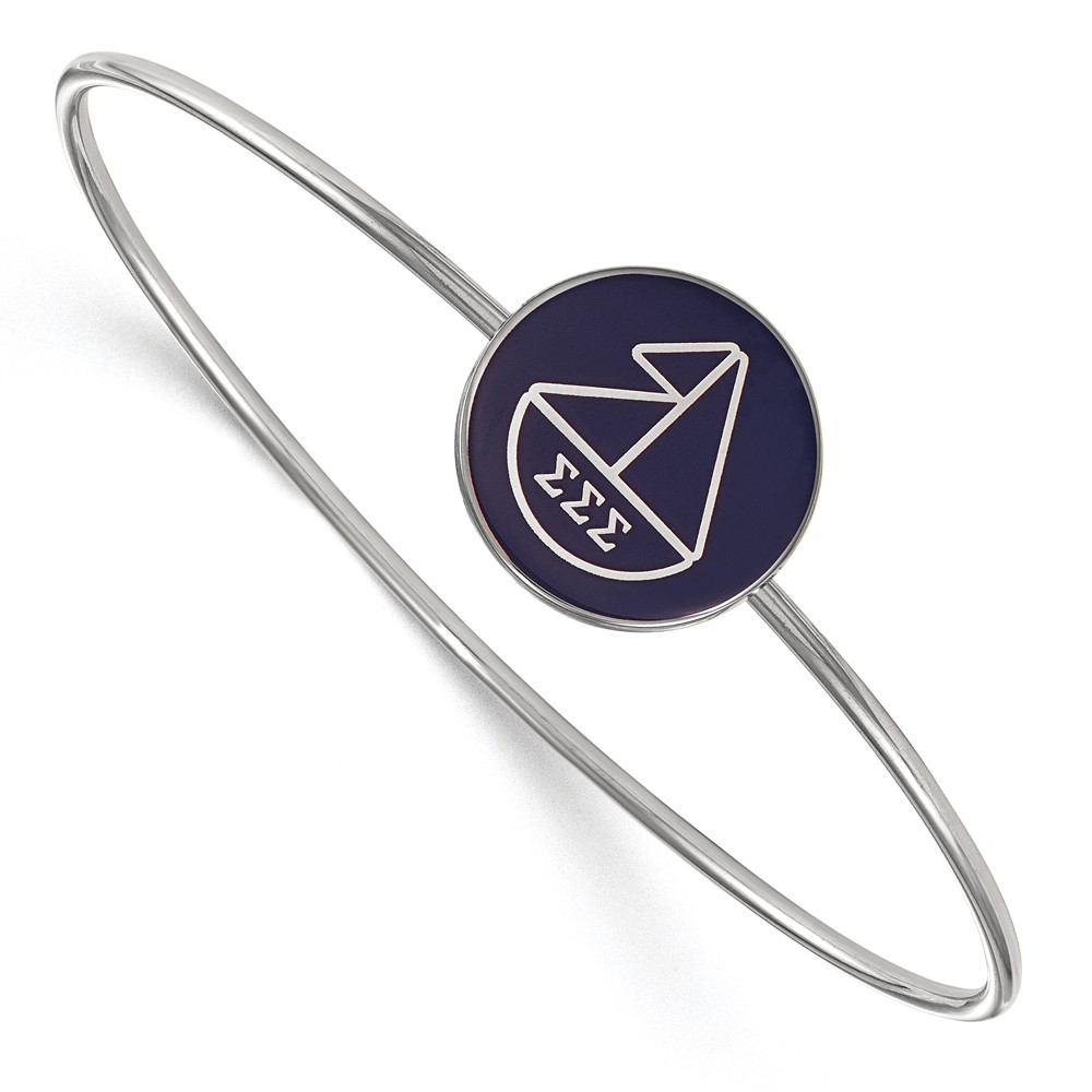 Sterling S. Rh-plated LogoArt Sigma Sigma Sigma Enameled Slip-on Bangle