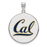 Sterling Silver Rhodium-plated LogoArt University of California Berkeley Extra Large Enameled Disc Pendant view 1