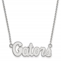 Sterling Silver Rhodium-plated LogoArt University of Florida Gators Script Small Pendant Necklace, 18" view 1