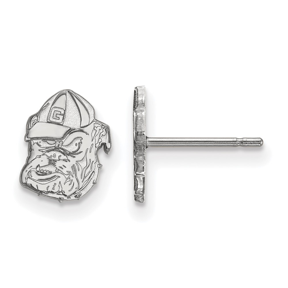 Sterling Silver Rhodium-plated LogoArt University of Georgia Bulldog Extra Small Post Earrings