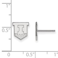 Sterling Silver Rhodium-plated LogoArt University of Illinois Victory Badge Extra Small Post Earrings view 2