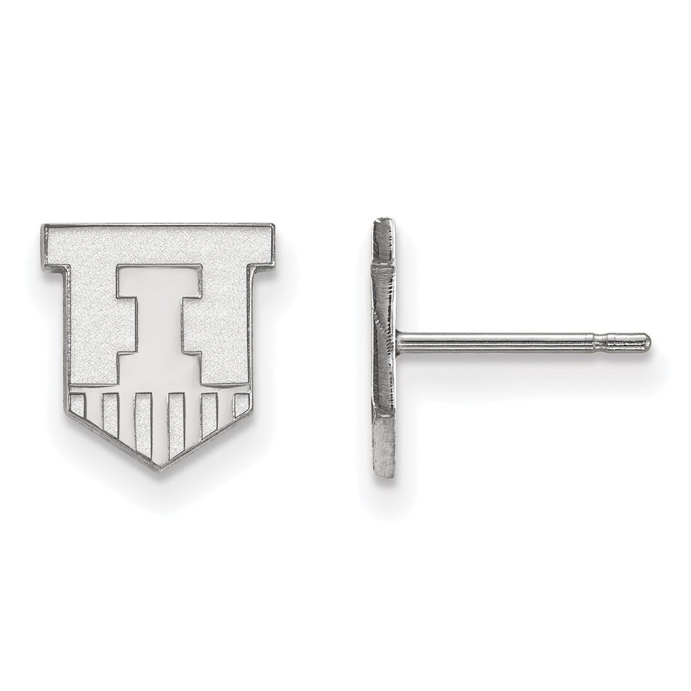 Sterling Silver Rhodium-plated LogoArt University of Illinois Victory Badge Extra Small Post Earrings