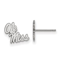 Sterling Silver Rhodium-plated LogoArt University of Mississippi Ole Miss Extra Small Post Earrings view 1