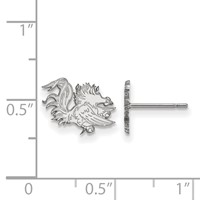Sterling Silver Rhodium-plated LogoArt University of South Carolina Gamecock Extra Small Post Earrings view 2
